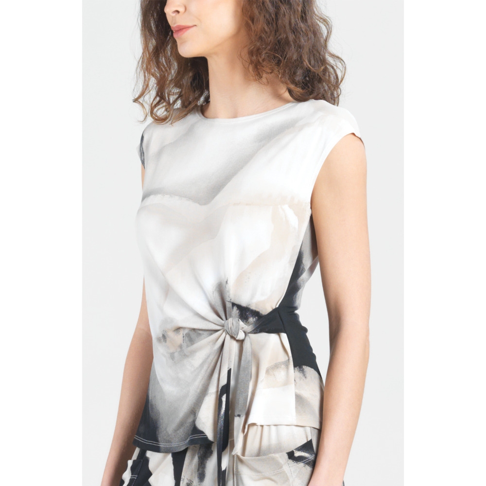 Clara Sunwoo Cap Sleeve Summer Top Side Tie Size L Watercolor NWT - Picture 2 of 6